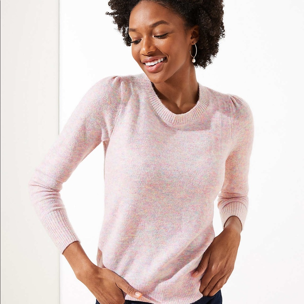 NWOT Loft Pink multi sweater size L